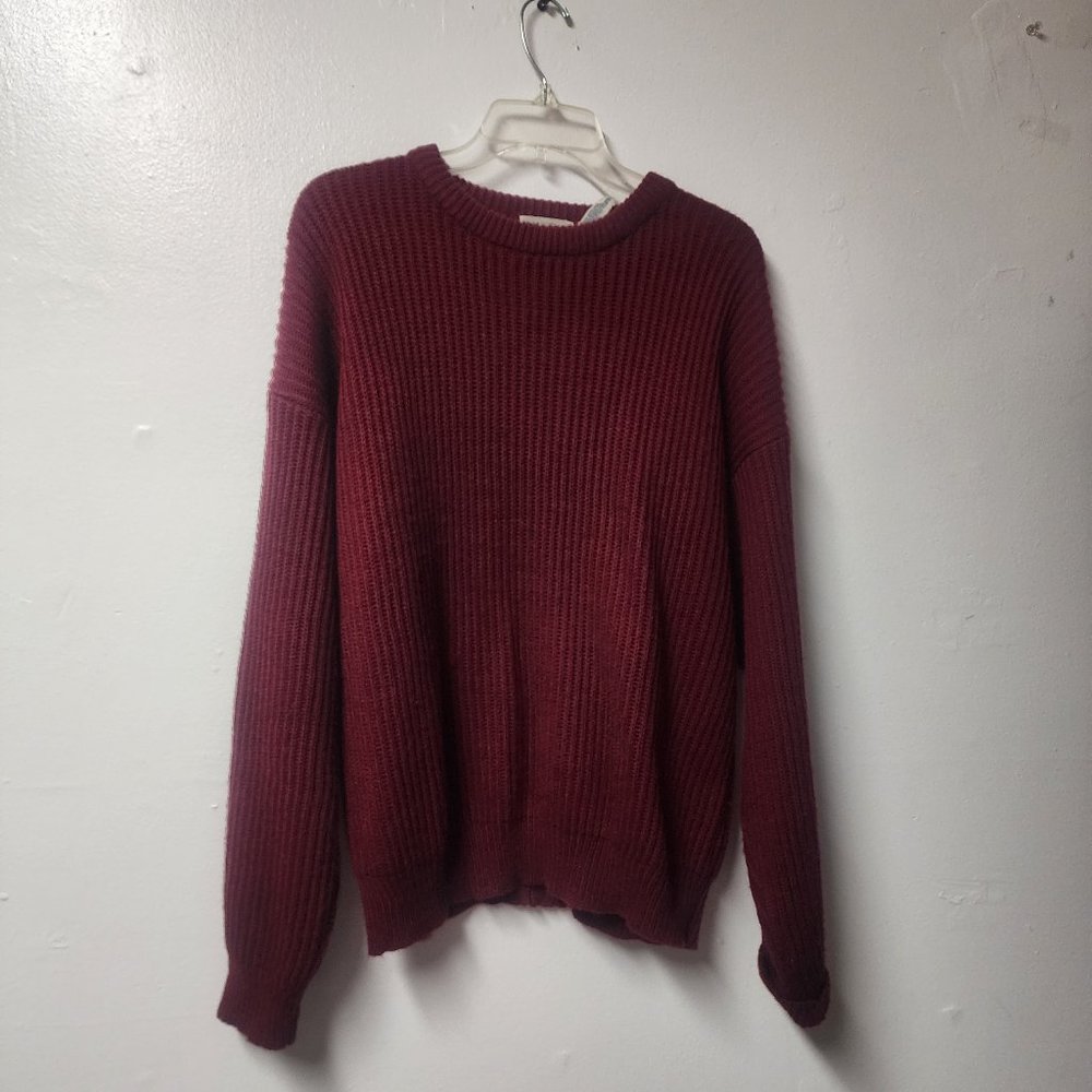 Saturdays Vintage Men's Burgundy Crewneck Sweater Acrylic Large Casual Business